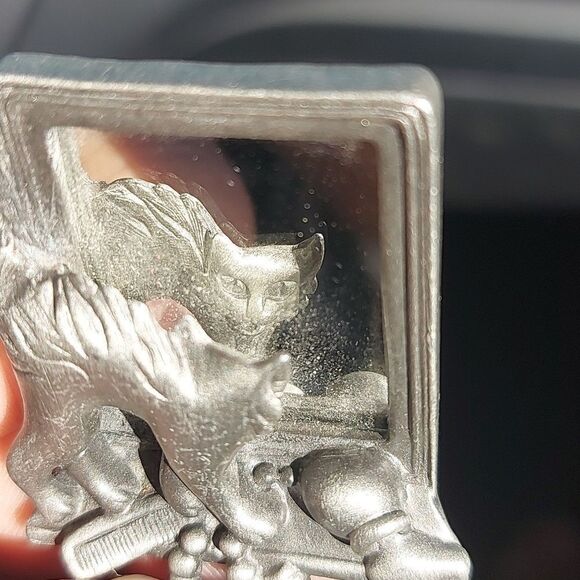 VINTAGE Signed A.J.C. Pewter Cat Brooch - Picture 2 of 4